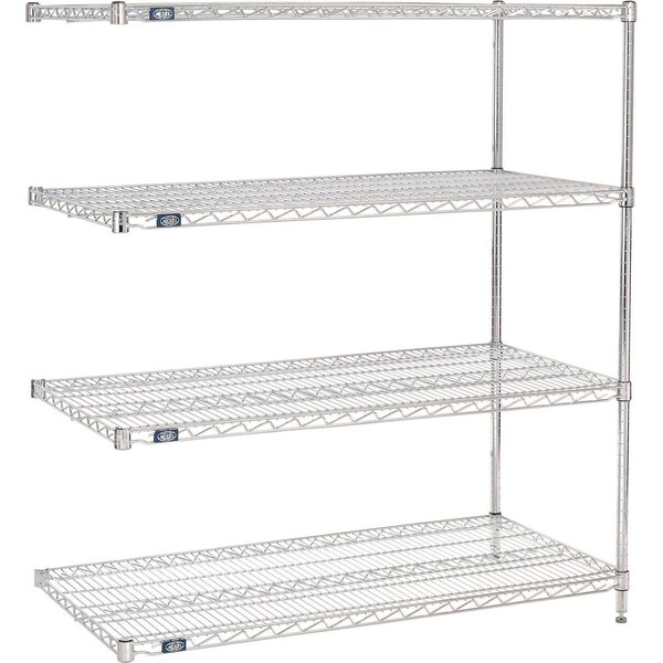 Global Industrial Nexel 4 Shelf, Chrome Wire Shelving Unit, Add On, 54"W x 18"D x 74"H 188303 - main
