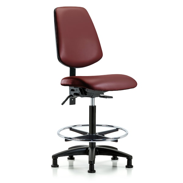 Blue Ridge Ergonomics Vinyl Chair, High Bench, Med Back, Foot Ring, Glides, Borscht BR-VHBCH-MB-RG-T0-A0-CF-RG-8815 - main