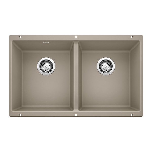 Blanco Precis SILGRANIT 29in 50/50 Double Bowl Undermount Kitchen Sink - Truffle 517678 - main
