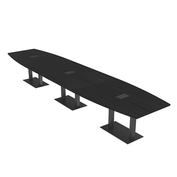 Skutchi Designs Boat Conference Table With Power Unit, 48 in W, 192 in L, Black HAR-BOT-48x192-DOU.BK-U999ST19-EBLK - main