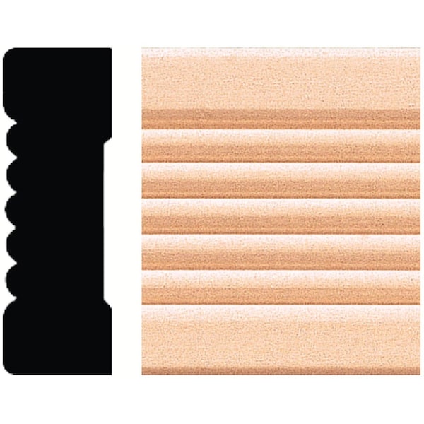 House Of Fara 21/32'' W.x2-1/4'' H.x8 ' L. Natural Hardwood Fluted Wood Casing 581 - main