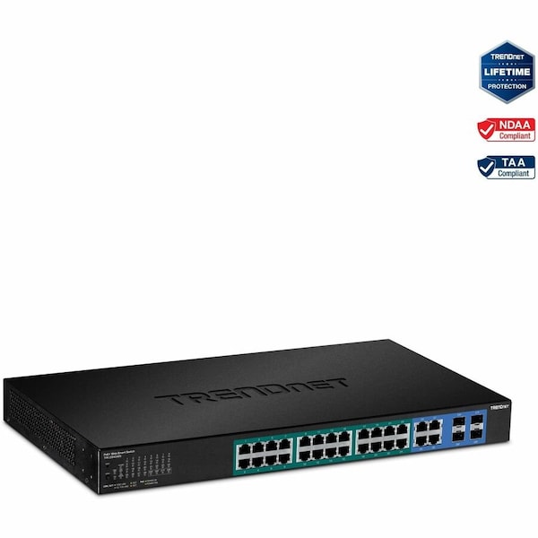 Trendnet 28PORT GB WEB SMART POE+ SWITCH W/ 4 SFP SLOTS 24 POE/POE+, 4SFP TPE-2840WS - main