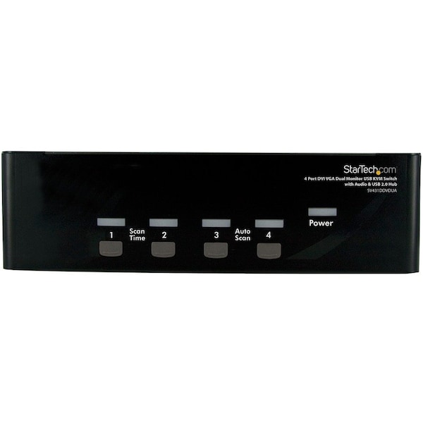 Startech.Com 4 Port DVI VGA Dual Monitor KVM Switch with Audio & USB Hub SV431DDVDUA - main