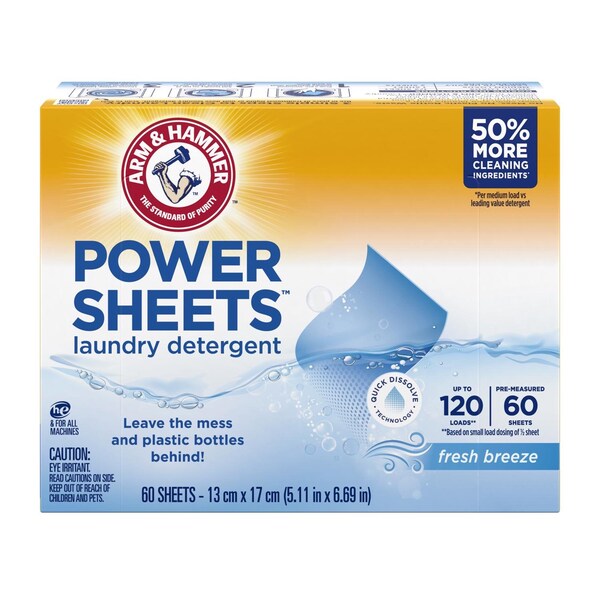 Arm & Hammer Clean Breeze Scent Detergent Sheets 60 ct 1 pk 00380 - main
