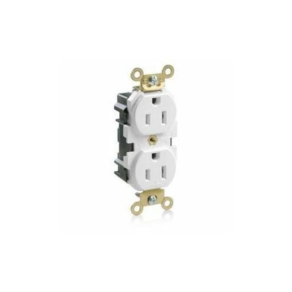 Leviton Straight Blade Receptacle, 5-15R, 15 A, 125V AC, Flush Mount, Self-Grounded M5262-W - main