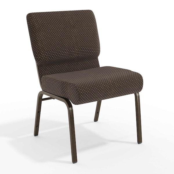 Flash Furniture Hercules Church Chair, Brown Back, 21-1/4 in W 25" L 33" H, Fabric Seat FD-CH0221-4-GV-BNDOT-GG - main