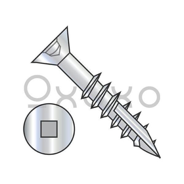 Oxoxo 8-11X2 1/2 #2 Square Drive Flat Head No Nibs Deep Thread Type 17 2/3 Thread Zinc Bake, 2200PK 645111 - main