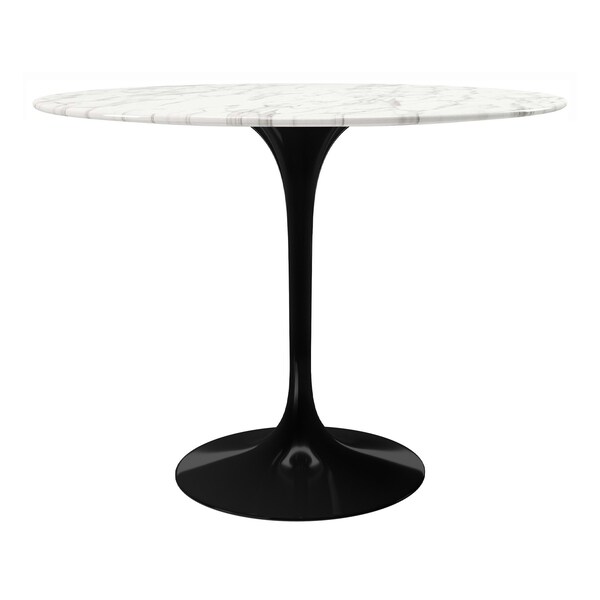 Homeroots 40" White And Black Marble And Metal Dining Table 520847 - main