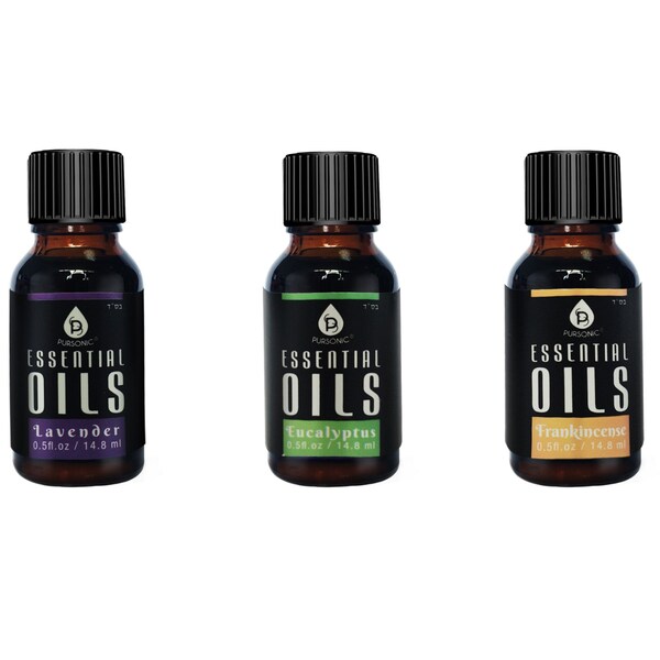 Pursonic Aroma Therapy 3 Pack Essential Oils, Eucalyptus, Lavender and Frankincense - 15ml Bottles EOGS315 - main