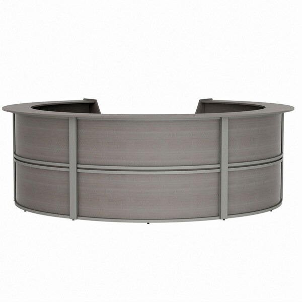 Linea Italia Reception Desk 11.1 ft D X 46 in H, 11.8 ft W X Thermofused Laminate, Ash ZUD299 - main