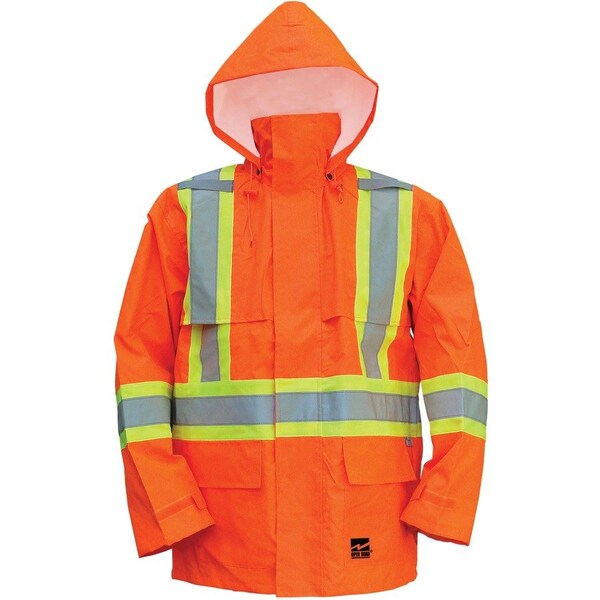 Viking Hi-Viz Safety Jacket, Polyester, Polyurethane, Class 3 Type R, Orange, XL 6323JO-XL - main