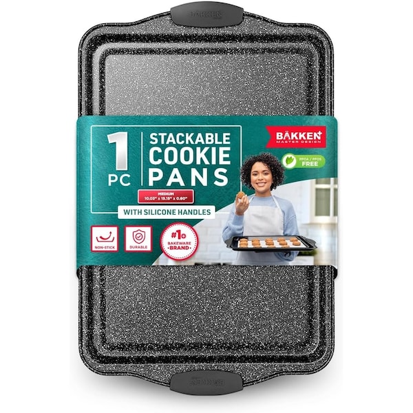 Bakken- Swiss BAKKEN Medium Nonstick Baking Sheet, 15.15x10.03in., Carbon Steel, Gray Silicone Handles BKB11GRYMAR1 - main