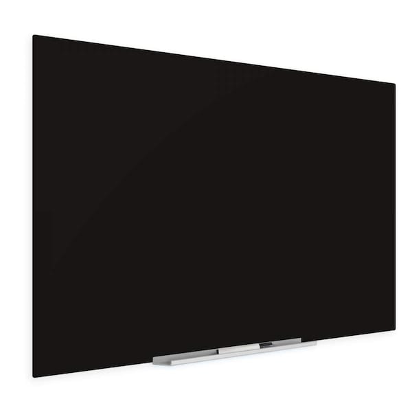 Fab Glass And Mirror Magnetic Glass Dry Erase Board for Wall, (48in x 96in) Eased Corners, Black Surface Frameless wit GBZ48x96-SB630 - main