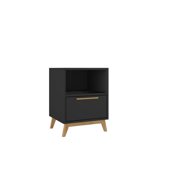 Homeroots Modern Black And Natural Flair Night Stand 389033 - main