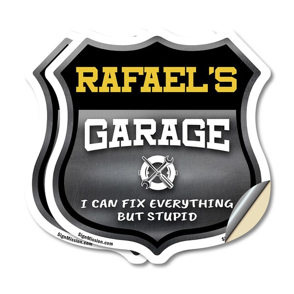 Signmission Rafael's Garage I Can Fix Everything But Stupid, 6 inch X 6 inch, Vinyl Decal, 2PK SHI-D-2PACK-6-490-RAFAEL - main