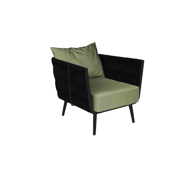 Bfm Seating Cayman Armchair - Black flat rope, Black powder coat aluminum, ganging bracket PHPABLBL-5487 - main