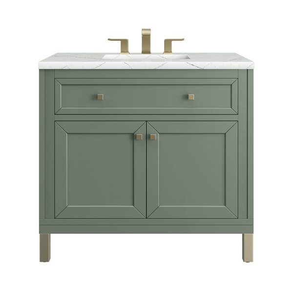 James Martin Vanities Chicago 36 in. Single Vanity, Smokey Celadon, w/ 3 CM Ethereal Noctis Silestone Top 503-V36-SC-3ENC - main