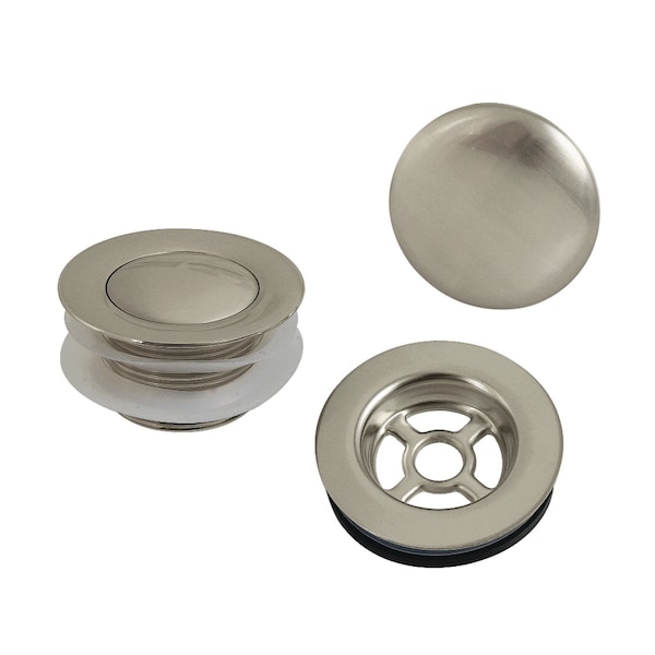 Kingston Brass Toe Touch Tub Drain Trim Kit with Overflow Plate, Brushed Nickel VTDETRIM8 - main