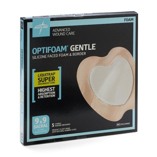 Medline Optifoam Gentle Silicone-Faced Foam Dressing with Liquitrap Super Absorbent Core MSC2399EPH - main