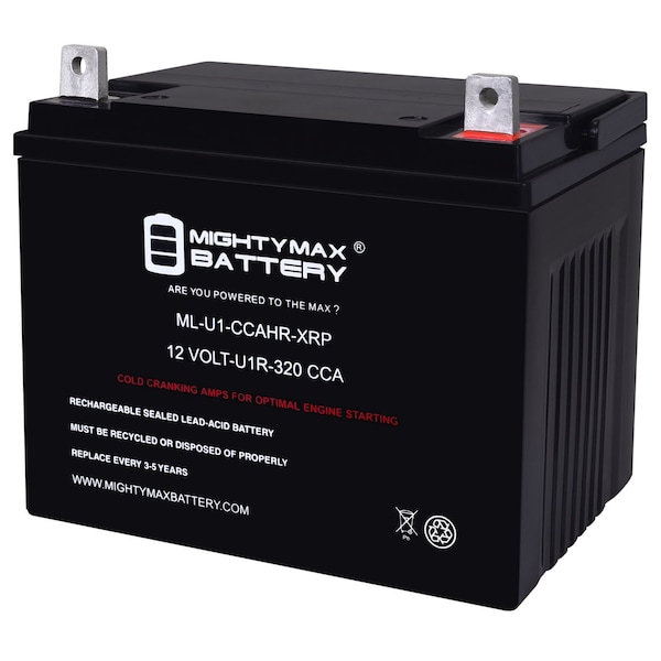 Mighty Max Battery ML-U1-CCAHR-XRP -12 Volt, 320 CCA, Nut and Bolt NB Terminal, Rechargeable SLA AGM Battery MAX4037573 - main