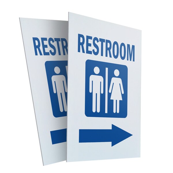 Signmission Restroom With Arrow, Plastic Signs Only 24 Inch x 36 Inch, Corrugated Plastic, 2PK CSB-2436-2PACK-Restroom With Arrow - main