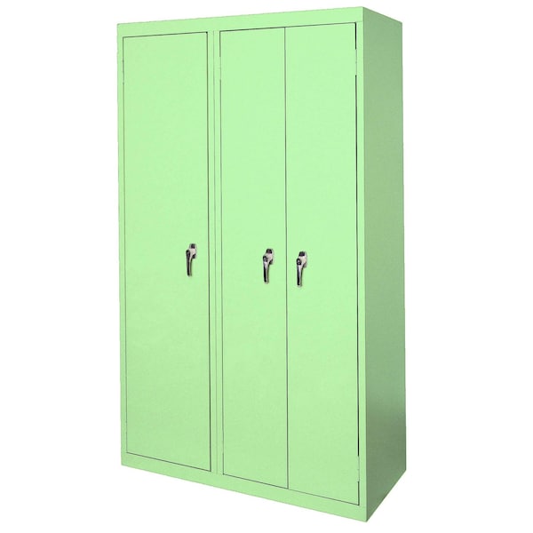 Steel Cabinets Usa Steel Storage Cabinet, 42in L x 21in D x 72in H, 8 Adjustable Shelves, 3 Doors, Pastel Green AAH-42-3D-PT GRN - main
