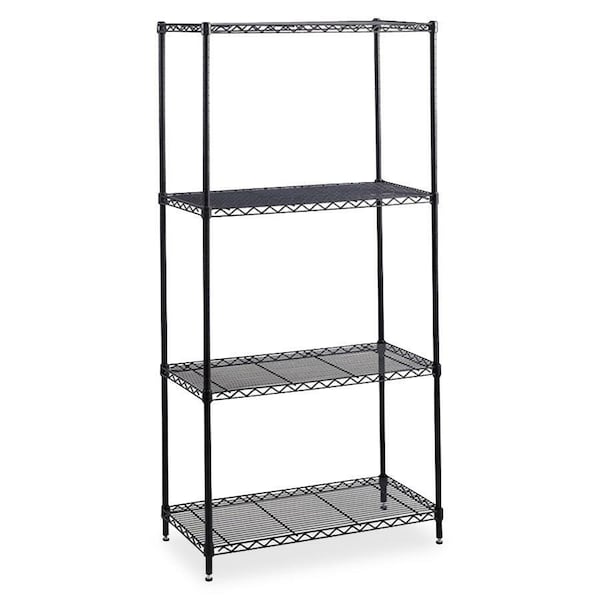 Safco Wire Shelving Unit, 24"D x 36"W x 72"H, 4 Shelves, Black, Width: 36" 5288BL - main