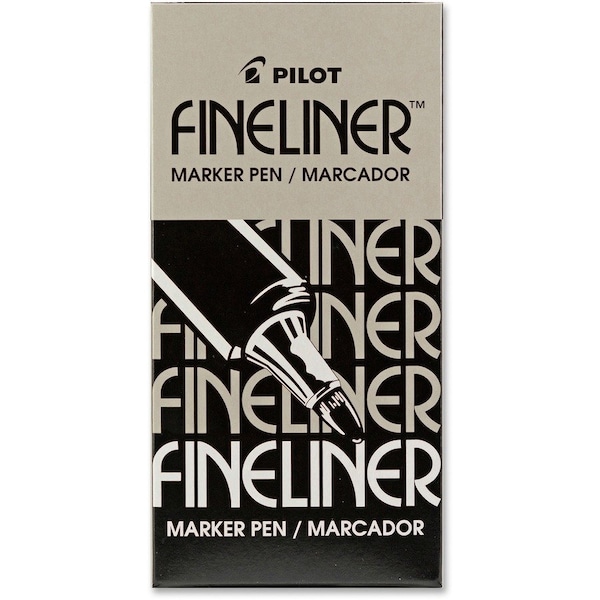 Pilot Marker Pens, 0.7 mm Fine Pen Point, Black Ink, Black Barrel, Acrylic Fiber Tip, Writing, 12, 12PK 11002 - main