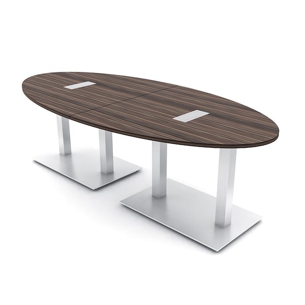 Skutchi Designs Oval Conference Table With Power Unit, 48 in W, 96 in L, Brown HAR-OVL-48X96-DOU-H3041-ESIL - main