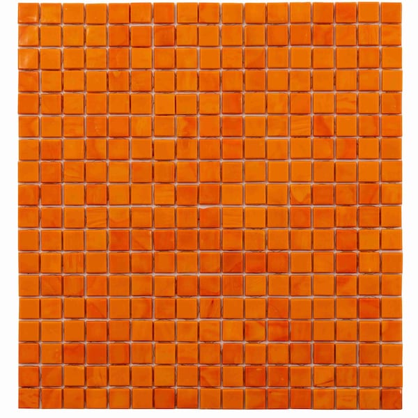 Apollo Tile Skosh 11.6 in. x 11.6 in. Glossy Red-Orange Glass Mosaic Wall and Floor Tile 18.69 sqft/case, 20PK APLNB88OR807A - main