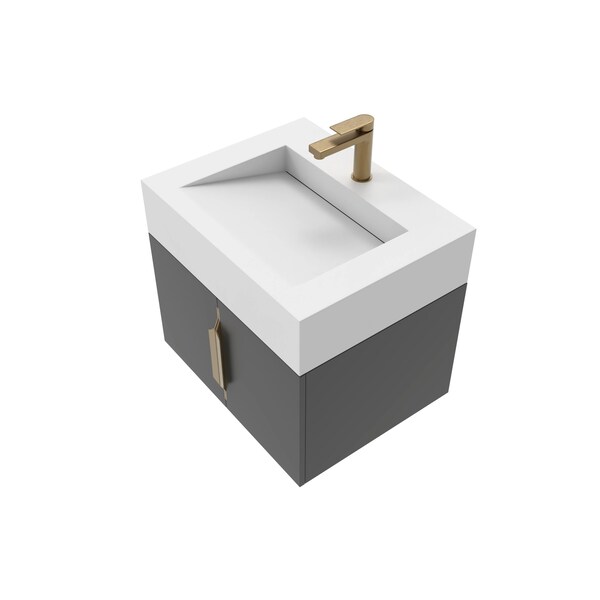 Castello Usa Nile 24-inch Black Vanity Set with White Top and Gold Handles CB-MC-24BLK-GLD-2053-WH - main