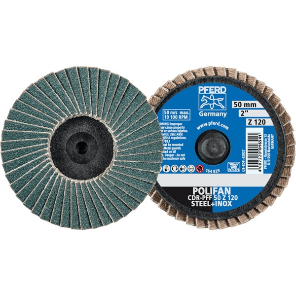 Pferd 2'' POLIFAN Mini Flap Disc - Flat - Zirconia - 120 Grit 42927 - main