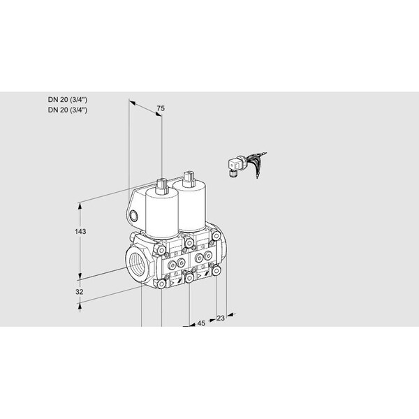 Honeywell Kromschroder VLV ASSY, SOLND, RP3/4, GAS , VCS 20R/20R05N KS88100019 - main