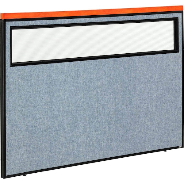 Global Industrial Interion Deluxe Office Partition Panel with Partial Window, 60-1/4"W x 43-1/2"H, Blue 694760WBL - main