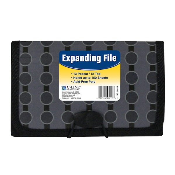 C-Line Products 8-1/2" x 11" Fashion Circle Series Coupon Size 13-Pocket Expanding File, 12EA/DS 56412-DS - main