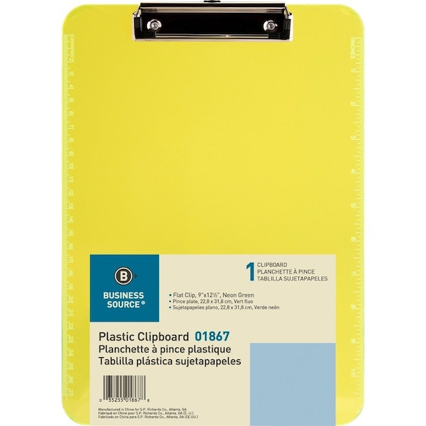 Business Source Flat Clip Plastic Clipboard, Green, 6PK BSN01867BD - main