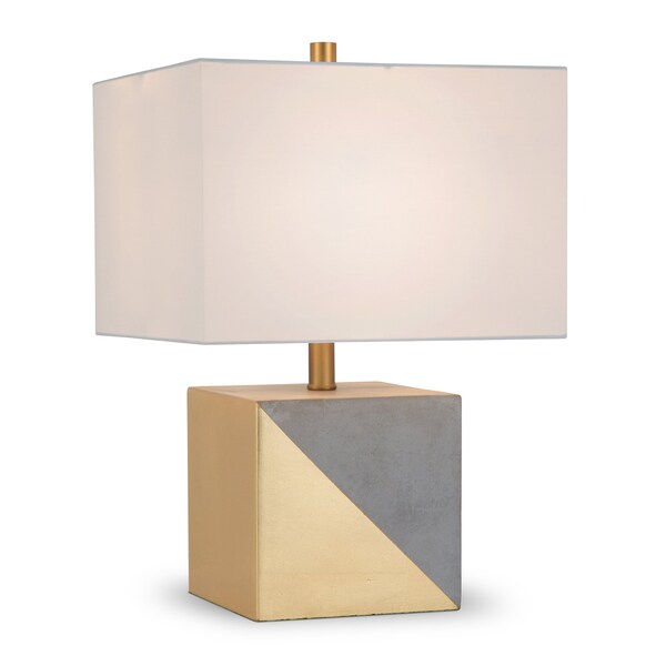Homeroots 18" Gray and Gold Concrete Table Lamp With White Shade 524317 - main