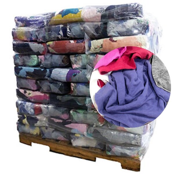 Supremeplus Recycled Color Linen Mixed Material Cleaning Rags, 1000 lbs. Pallet, 40 x 25 lbs. Bags, 40PK SP-9169 - main