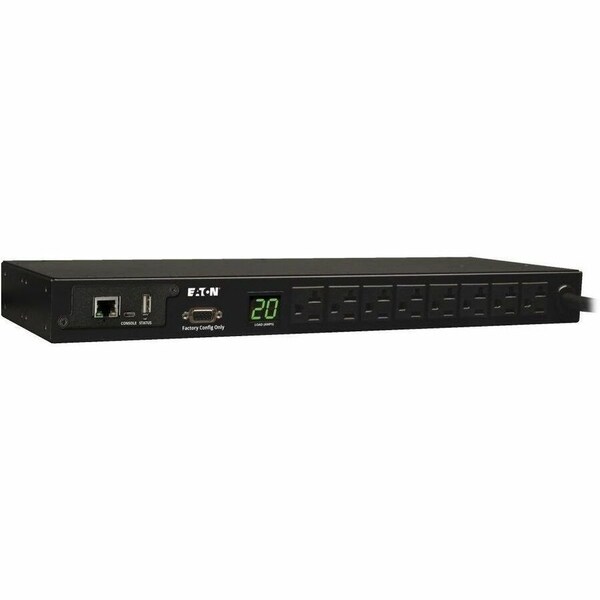 Eaton 1.9kW Single-Phase Monitored PDU, 120V Outlets 8 5-15/20R, L5-20P/5-20P Adapter, 12 ft. 3.66 m PDUMNH20 - main