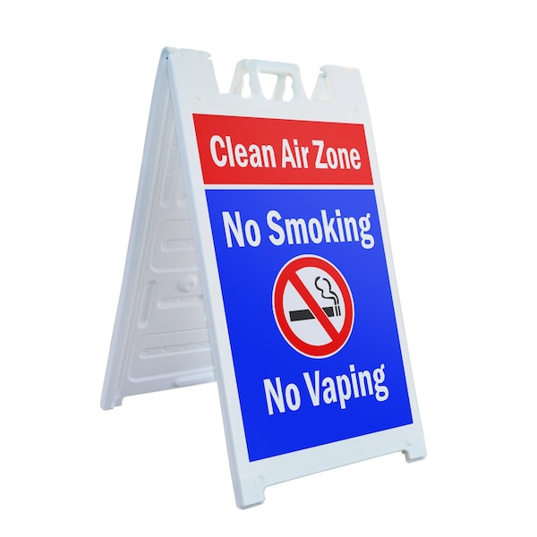 Signmission Clean Air Zone No Smoking No Vaping, A-Frame & 2 Decals Installed, Heavy-Duty Plastic Frame SBHD-D-2436-CleanAirZoneNoSmokingNoVapin - main