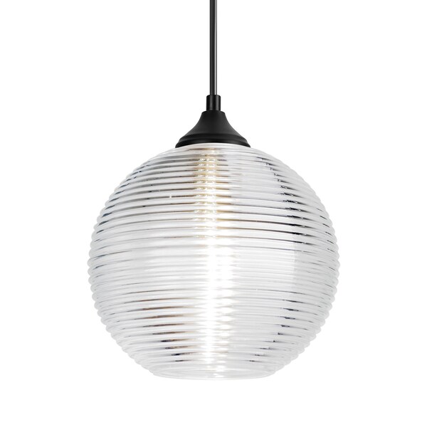Besa Lighting Besa Kristall 8 Outdoor Pendant, Clear, Black Finish, 1x 9W LED OP-461600-LED-BK - main