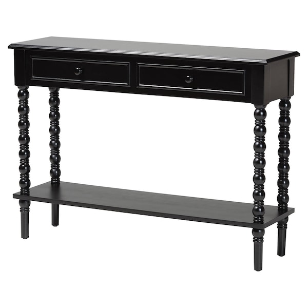 Baxton Studio Malinda Classic Black Wood 2-Drawer Console Table with Spindle Legs 253-14069-ZORO - main