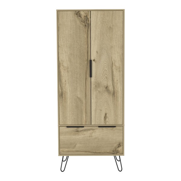 Homeroots 74" Oak Wood Two Door Single Drawer Combo Dresser 478242 - main