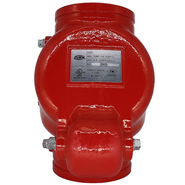 Wilkins 6in Fire Riser check, grooved, UL/ULC/FM, Tapped for gauge and ...