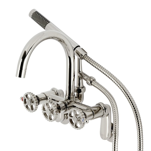 Kingston Brass 7-Inch Adjustable Wall Mount Clawfoot Tub Faucet, Polished Nickel AE8156CG - main