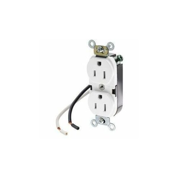 Leviton Commercial Grade Duplex Receptacle, 15 Amp, 125 Volt 5040-CW - main