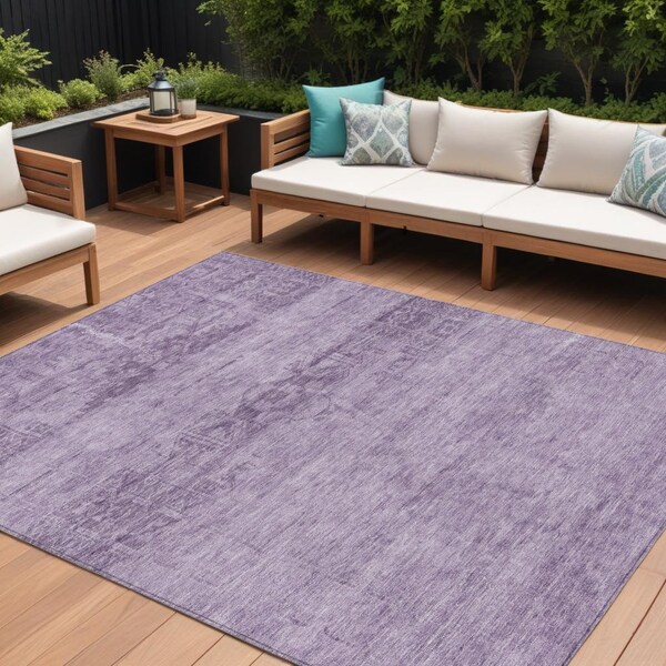 Homeroots 8' X 10' Plum And Purple Medallion Washable Indoor Outdoor Area Rug 616127 - main