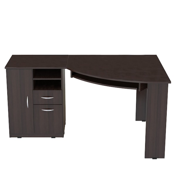 Homeroots 59" Espresso Corner Computer Desk With Two Drawers 249806 - main