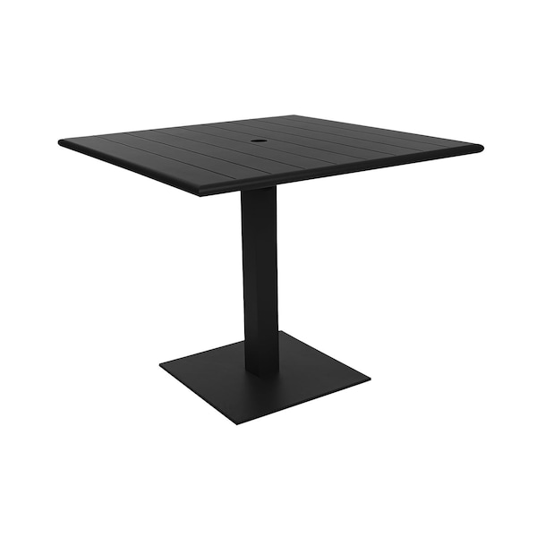 Bfm Seating Beachcomber-Margate 32x32 Dining Height Table - Powder Coated Black - Umbrella Compatible PHB3232BLU-18SQBLU - main