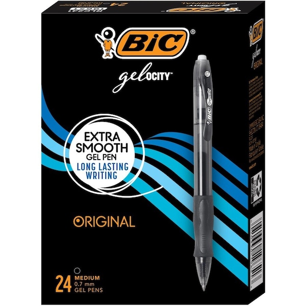 Bic Gelocity Original Retractable Gel Pens, Medium Point 0.7mm, Black, 24PK RLC241-BLK - main